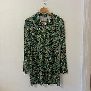 NWT Zara Retro Floral Mini Shirtdress | Size Small